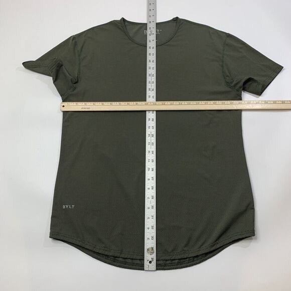 Bylt T Shirt Mens L Evergreen Silver Drop Cut Short Sleeve Micro Print Stretch - Picture 5 of 10